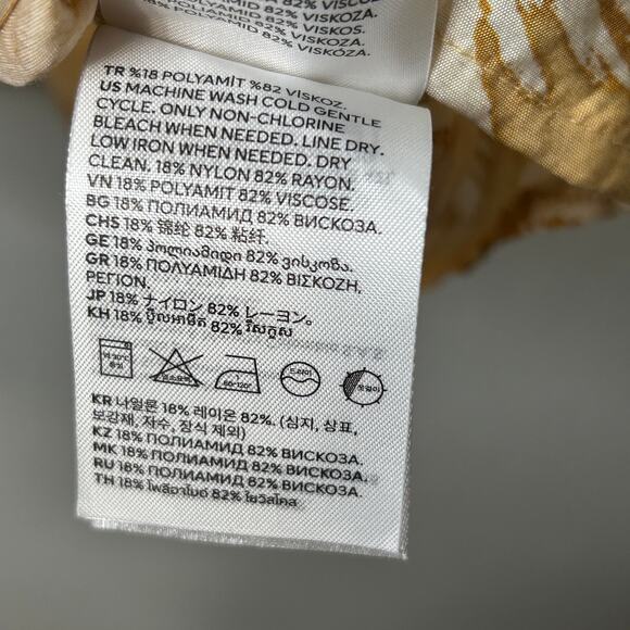 H&M Dress A-Line Balloon Sleeve V-Neck Cream Yellow Women Small - Picture 9 of 9